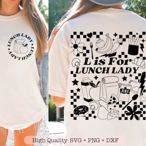Retro Lunch Lady svg, Lunch Lady life svg, Lunch Lady shirt svg, Gift for Lunch Lady svg, Funny Lunch Lady png, Front pocket and Back svg