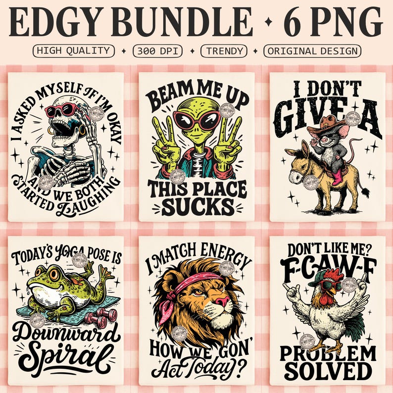Edgy PNG-paket, sarkastisk skelett, rolig attityd, vuxenhumor, sublimering, digital nedladdning bild 1