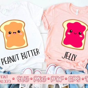 Pindakaas en gelei SVG, beste vriend SVG, bijpassende shirts SVG, pindakaas en gelei shirts SVG, Twin Romper SVG
