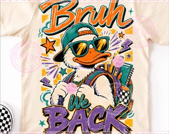 Bruh We Back Goose PNG, Ganso divertido de regreso a clases, Ganso genial con mochila, Niño del primer día