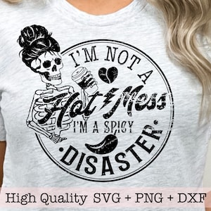 I'm Not A Hot Mess I'm A Spicy Disaster svg png, sarkastische svg für Shirts, Mom Leben svg, lustige freche svg