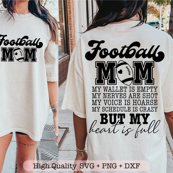 Football maman mon portefeuille est vide svg, Football maman svg, Football vibes svg, poche avant et dos fichiers svg pour cricut