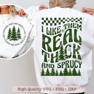 Ik vind ze echt dik en sparren SVG, grappige kerst SVG, retro kerst SVG, voorvak en achterkant SVG