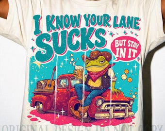 Frog Cowboy Truck PNG, Retro Western Humor Design (Digital Download)