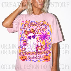 Preppy Summerween PNG, Spooky Summer Vibes Hot Ghoul Summer Beach Boo Haunt Girl Halloween PNG image 2