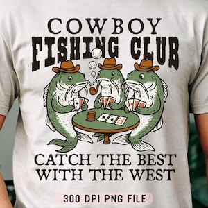 Club de pesca de vaqueros PNG, Western divertido PNG, Humor de pesca retro PNG, Ambiente vintage al aire libre PNG, Vaquero campestre PNG, Pescador de rodeo PNG
