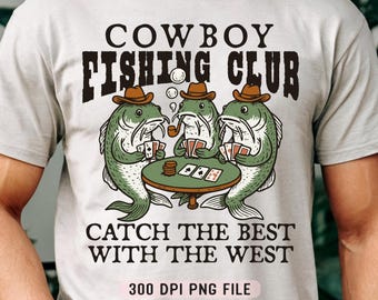 Club de pesca de vaqueros PNG, Western divertido PNG, Humor de pesca retro PNG, Ambiente vintage al aire libre PNG, Vaquero campestre PNG, Pescador de rodeo PNG
