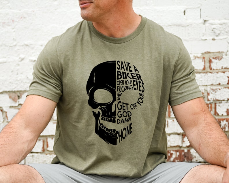 Save a Biker Open your Fucking Eyes and Get Off your Goddamn Phone svg, Biker skull svg, Skeleton svg, Funny biker shirt svg image 4