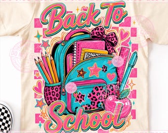 Coquette Regreso a Clases PNG, Linda Mochila de Leopardo, Útiles Escolares Rosas, Chica Escolar Preppy