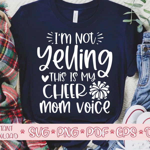 Nie krzyczę, to mój głos Cheer Mom svg, koszulka Cheer svg, Cheer svg, plik Cheer cut, plik Cheer svg dla cricut