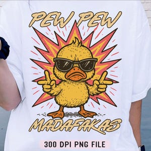 Pew Pew Madafakas Ente PNGб Lustig Angry Duck with Guns png, Meme Humor sarkastisch png, Erwachsenen Humor png, Meme Duck Gun Joke Fun png
