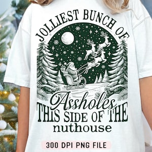 Vrolijkste stelletje klootzakken aan deze kant van de Nuthouse, grappige kerst voor volwassenen, retro sarcastische kersttrui png