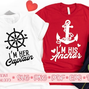 I'm Her Captain SVG, I'm His Anchor SVG, Romantisches Paar Svg, Valentinstag svg, Geschenk für Paare svg