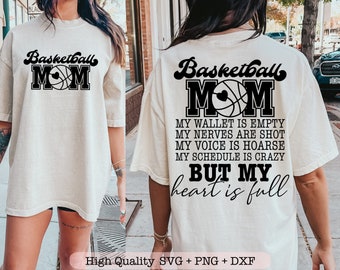 Basketball Mama Meine Brieftasche ist leer svg, Basketball Mama svg, Basketball vibes svg, Vordertasche und hintere svg-Dateien für Cricut