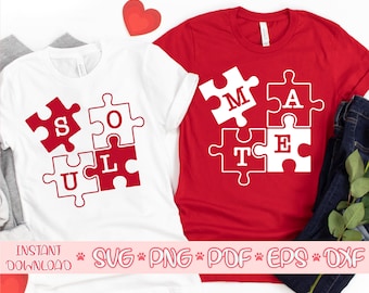 Soul Mate SVG, Soulmate svg, Matching couples svg, Valentine's day svg,Valentine matching shirt svg, Love Puzzle svg