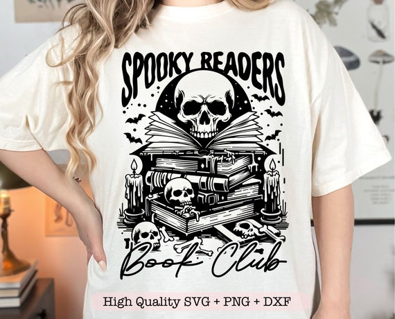 Spooky Readers Book Club svg, Halloween Bookish svg, Retro Halloween svg, Spooky Witch svg, Book Reader svg