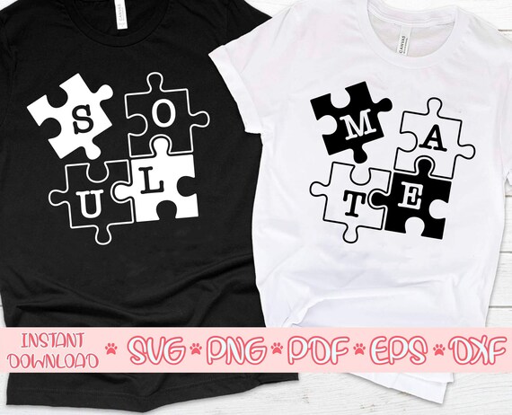 Soul Mate SVG, Soulmate Svg, Matching Couples Svg, Valentine's Day Svg,valentine  Matching Shirt Svg, Love Puzzle Svg 