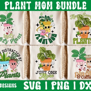 Retro-Pflanze SVG-Bundle, Pflanzenliebhaber svg, Pflanzenliebhaber svg, Retro Plant Charakter svg, leicht abgelenkt von Pflanzen svg, Crazy Plant Lady svg