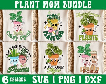 Retro Plant SVG Bundle, Plant Lover svg, Plant Mom svg, Retro Plant Character svg, Easily Distracted By Plants svg, Crazy Plant Lady svg