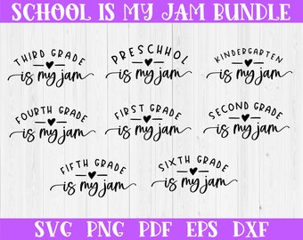 School is mijn Jam bundel SVG, eerste leerjaar shirt SVG, terug naar school gesneden bestand, eerste schooldag SVG voor cricut, tweede leerjaar offerte SVG