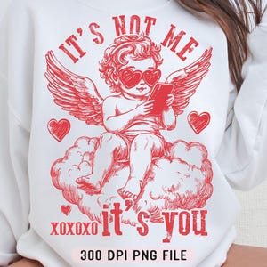 Ce n'est pas moi, c'est vous PNG, Anti Saint-Valentin png, Cupidon sarcastique Saint-Valentin png, Funny Retro Vday png, Saint-Valentin humour png