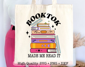 BookTok Made Me Read It svg, Book lover svg, Book quotes svg, Trendy svg designs