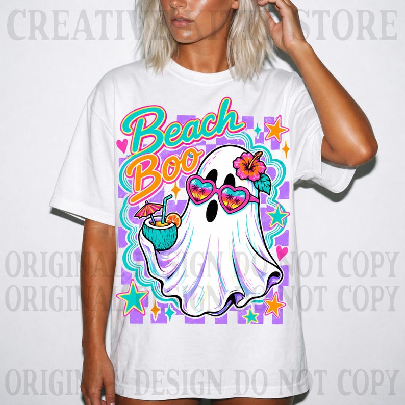 Preppy Summerween PNG, Spooky Summer Vibes Hot Ghoul Summer Beach Boo Haunt Girl Halloween PNG image 9