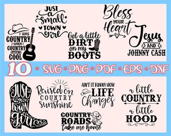 Southern girl bundle svg,Cowboy boots svg,Country girl svg,Country shirt svg,Country roads svg,Bless your heart svg,Small town girl svg