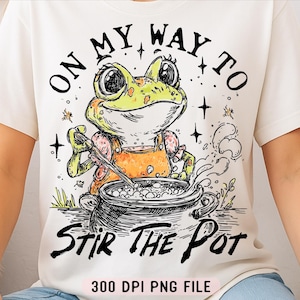 On My Way To Stir The Pot png, grappige kikker sarcastische humor snarky animal png, houding edgy sarcasme png, trendy pittige pittige kikkerstemming png