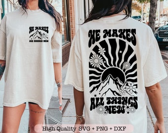 He Makes All Things New svg, Retro christian svg, Bible verse aesthetic svg, Christian shirt svg