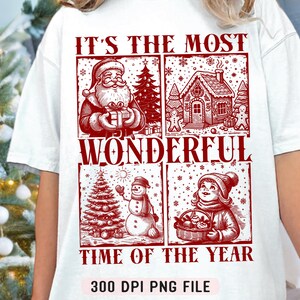 Het is de mooiste tijd van het jaar png, vintage kerst png, retro kerstman png, kerstsublimatieontwerp