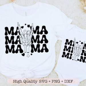 Mama Mini svg, Mother&#39;s Day svg, Retro Mini svg, Retro Mama svg, Skeleton hand svg, Mama & Me svg, Mom and Daughter svg