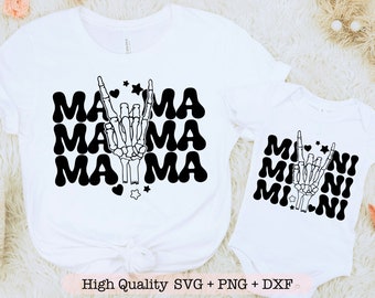 Mama Mini svg, Muttertag svg, Retro Mini svg, Retro Mama svg, Skelett Hand svg, Mama & Me svg, Mama und Tochter svg