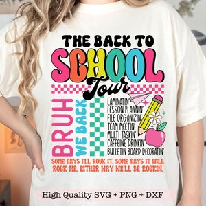 O tour de volta às aulas svg, Bruh We Back svg, Feliz primeiro dia de aula svg, Camiseta engraçada do professor svg, Retro de volta às aulas svg