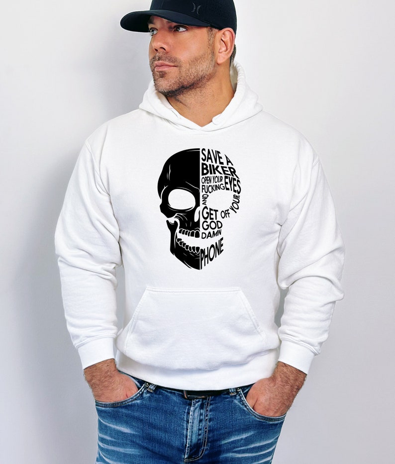 Save a Biker Open your Fucking Eyes and Get Off your Goddamn Phone svg, Biker skull svg, Skeleton svg, Funny biker shirt svg image 2