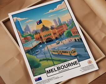 Melbourne Travel Poster: Modern Australia Art Print