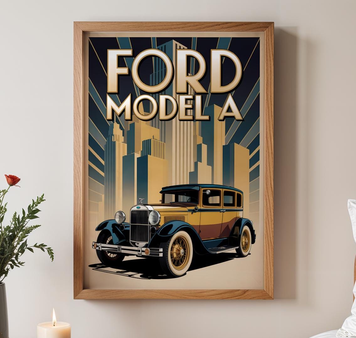 FORD Vintage Car Poster Prints | Retro Automobile Art | Automotive