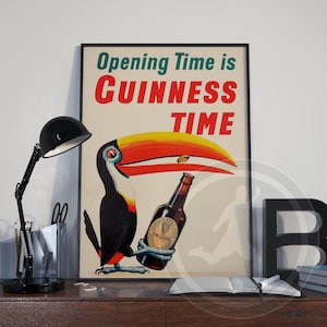 Vintage Irish Guinness Print - 1930 Irish Beer sign - Gift for him - Mancave gift ideas - Beer pub sign - Ireland gift - Wedding gift ideas