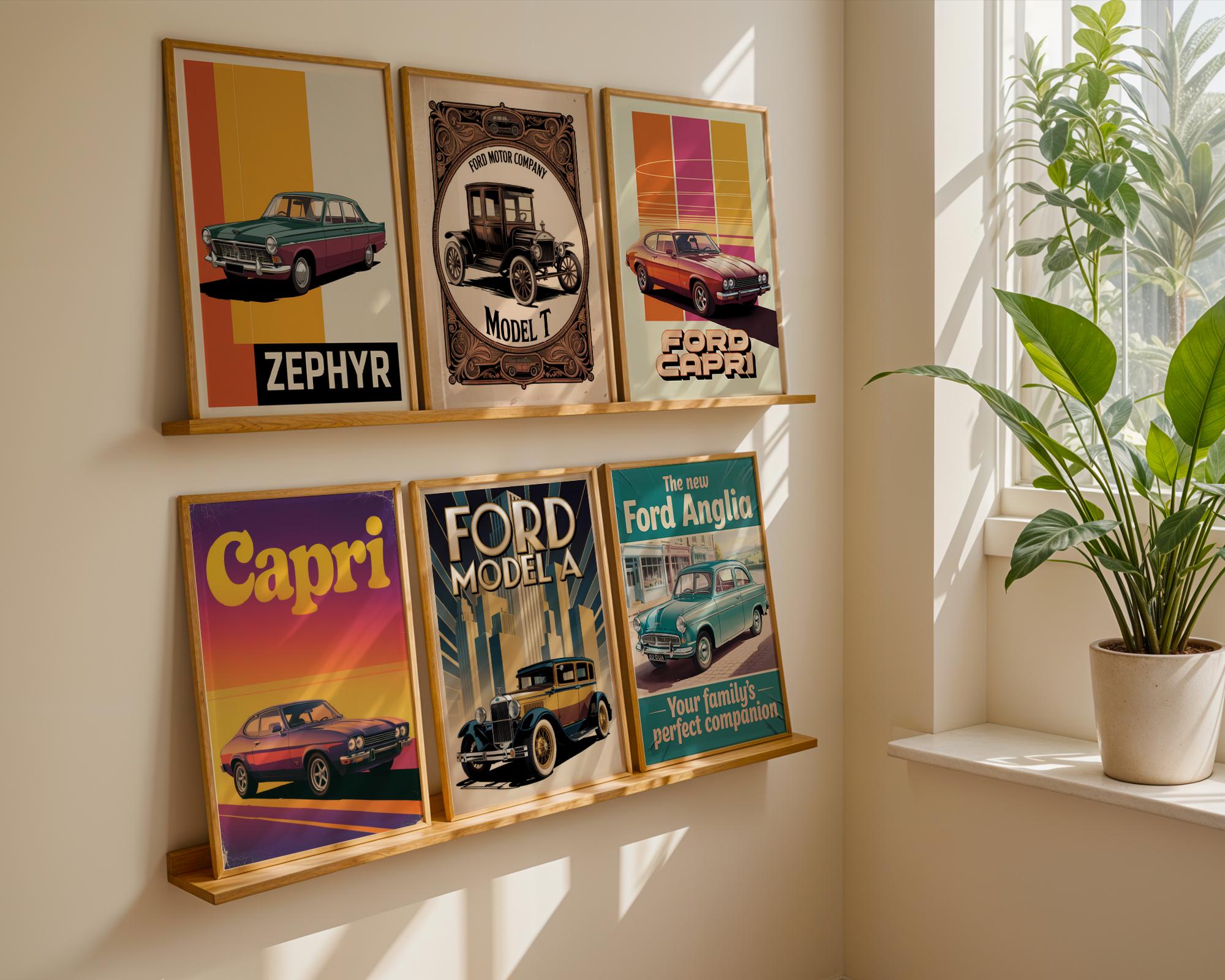 FORD Vintage Car Poster Prints | Retro Automobile Art | Automotive