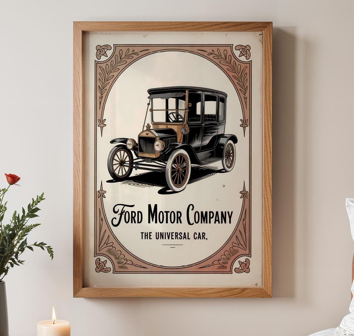 FORD Vintage Car Poster Prints | Retro Automobile Art | Automotive