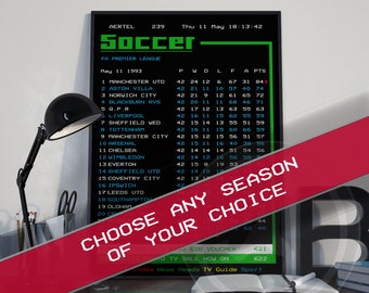 Aangepaste Football League-tafel RTE AERTEL Ierse tv-poster kunst decor print, gepersonaliseerd cadeau voor hem