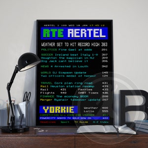 Irish TV print - Personalized Poster - RTE Aertel Print - Ceefax poster -Teletext wall art - Gift idea - Wedding gift