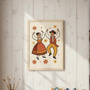 Portuguese Folk Art Print, Minho Dance Poster, Traditional Dance Illustration, Viana do Castelo Wall Decor, Homedecor Gift