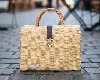 Handgemachte Alice Strohkorb Tasche: Portugiese Bio Reed Woven Lebensmittel & Markt Tote