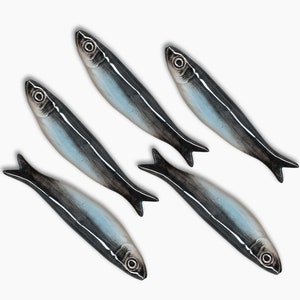 Set of 5 Ceramic Sardine, Handcrafted Sardine Gift, Wall Decoration | Lloreta®