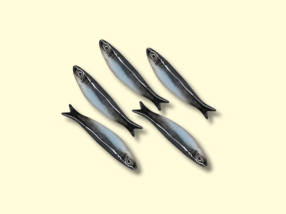 Set of 5 Handmade Ceramic Sardine Wall Decor, Portuguese Coastal Fish Wall Art, Unique House Warming Gift & Fishermen Aesthetic Home Decor