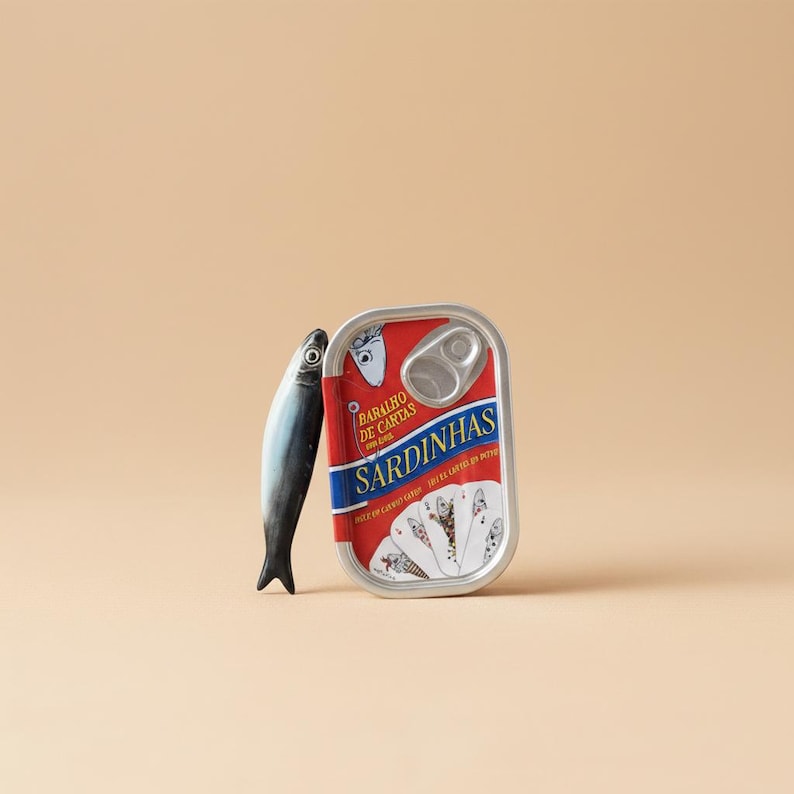 Retro Tinned Fish Poker Deck of Cards, Unique Sardine Tin Can Playing Cards, Portuguese Souvenir, Sardine Lover Gift Deck + Craft Sardine