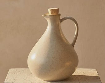 Stoneware Olive Oil Bottle, Hand Thrown Kitchen Cruet, Artisan Vinegar Dispenser, Portuguese Pottery, Unique Kitchen Decor