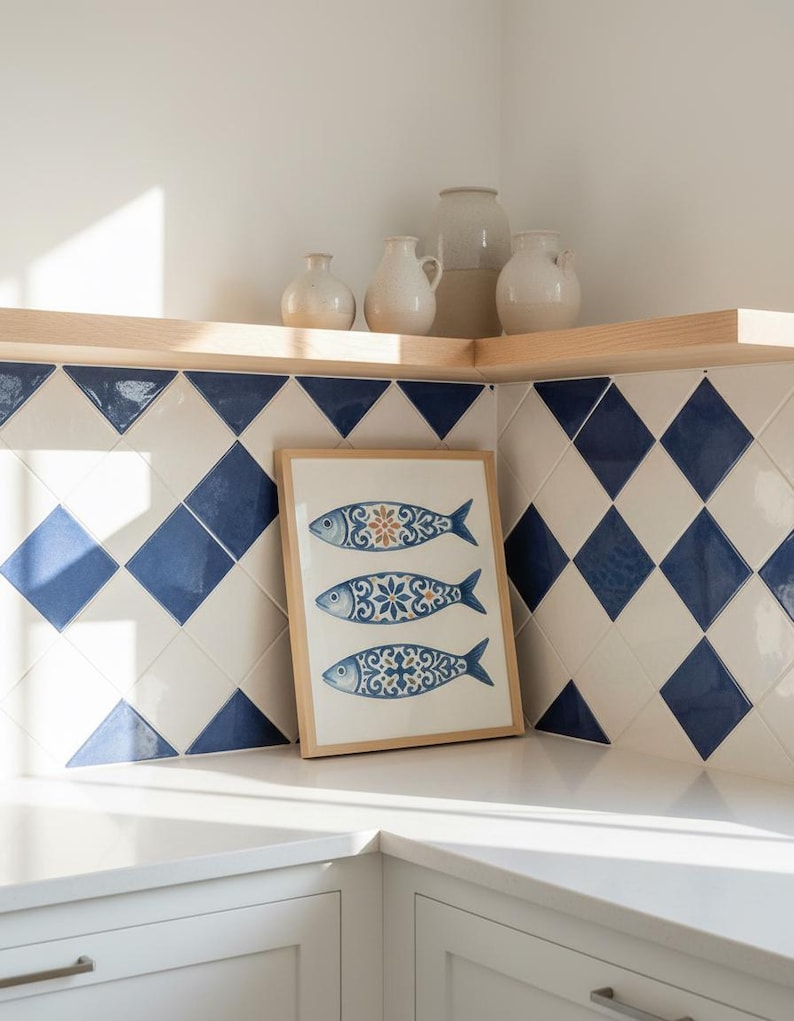 Portuguese Sardine Wall Art: Sardines Painting, Coastal Home Decor Sardine Art, Mediterranean Kitchen Art, Homedecor Gift, Fish Lovers Gift image 4