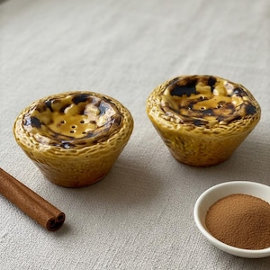 Tarro de especias de cerámica para tarta de huevo portuguesa, hecho a mano, para canela y pastel de nata. Artículos para el hogar, regalo de decoración.